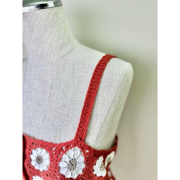 Coco + Jaimeson Women's Crochet Button Front Tank Boho Floral Daisy Size L/XL - Picture 10 of 12